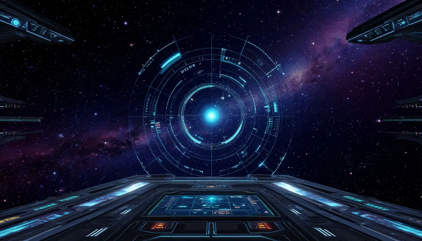 Playful starfield with cockpit HUD